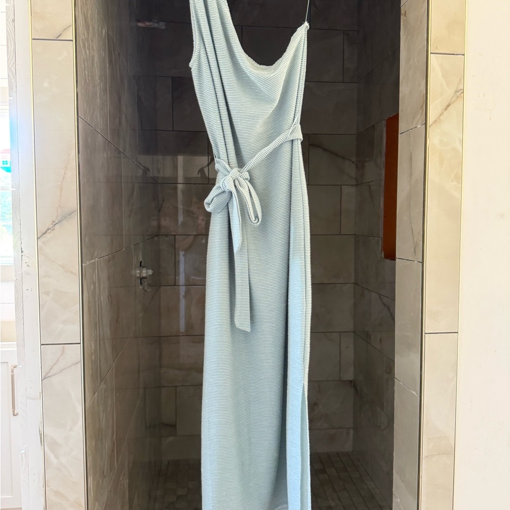 Elegant Light Blue One shoulder Dress